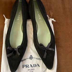 Prada black suite flats